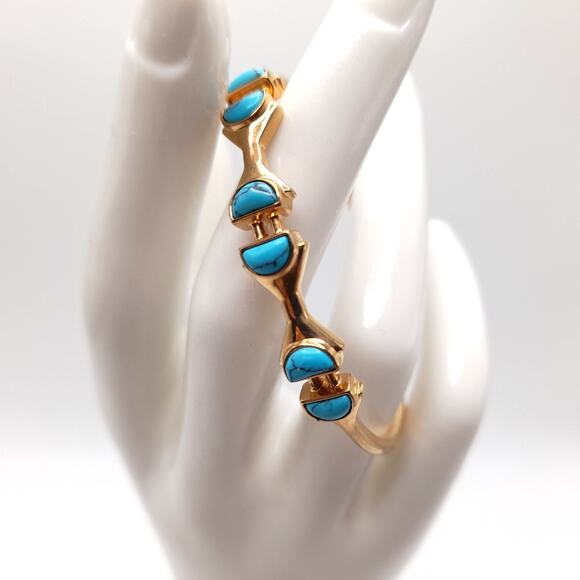 Stella & Dot Turquoise Gold Tone Cuff Bracelet - Picture 1 of 9